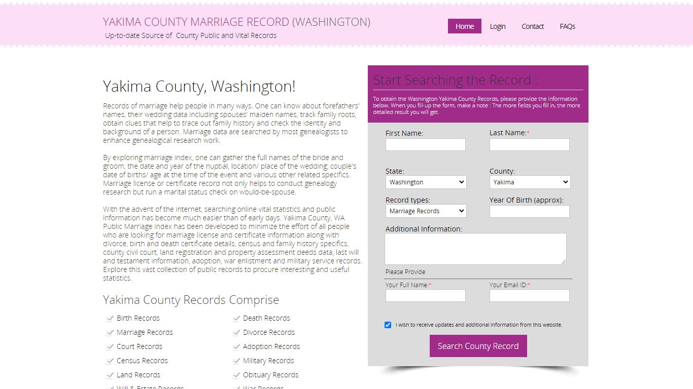 Public Marriage Records - Yakima County, Washington