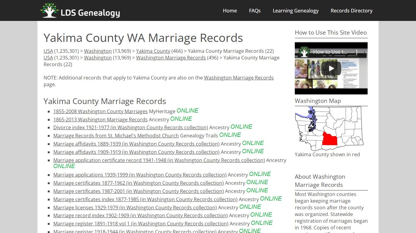 Yakima County WA Marriage Records