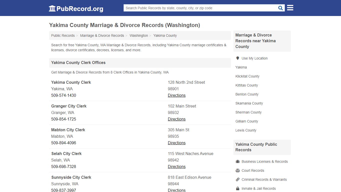 Yakima County Marriage & Divorce Records (Washington)